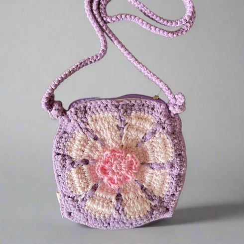 Lilac Flower Crochet Bag